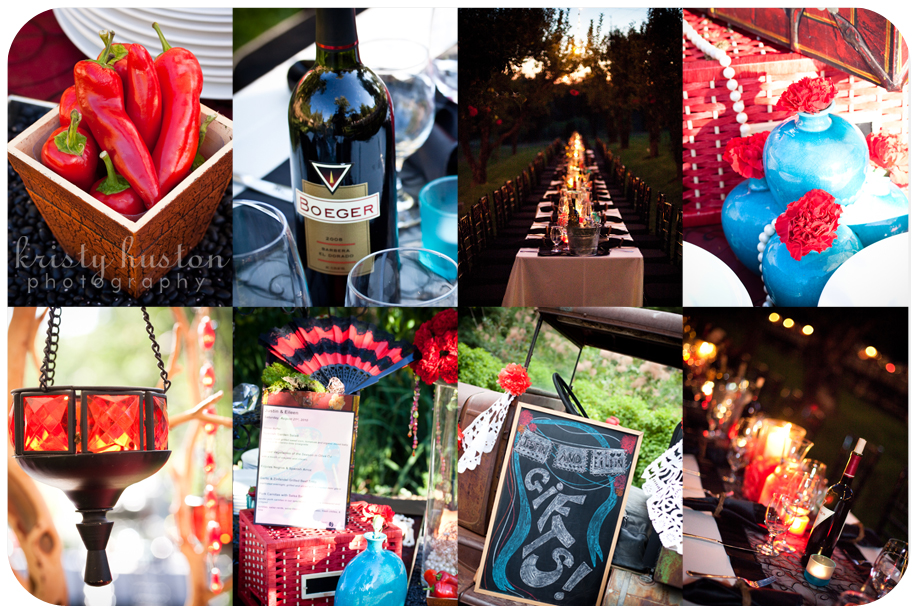 I love all of the Spanish themed red and blue reception details